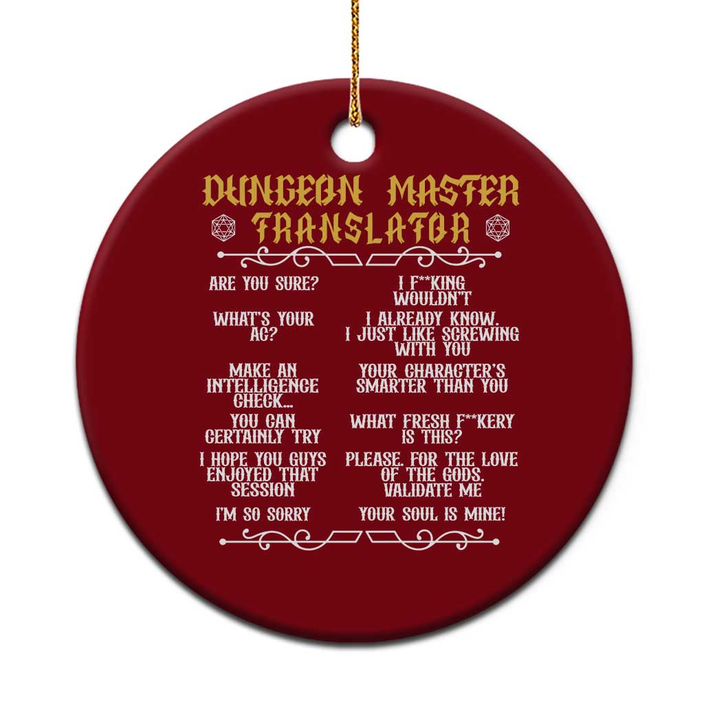Dungeon Master Translator RPG Humor Ceramic Ornament Sarcastic Tabletop Roleplay Game Masters and Players TS02 1pc Red Print Your Wear