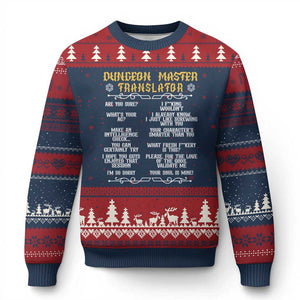 Dungeon Master Translator RPG Humor Ugly Christmas Sweater Sarcastic Tabletop Roleplay Game Masters and Players TS02 Navy Red Print Your Wear