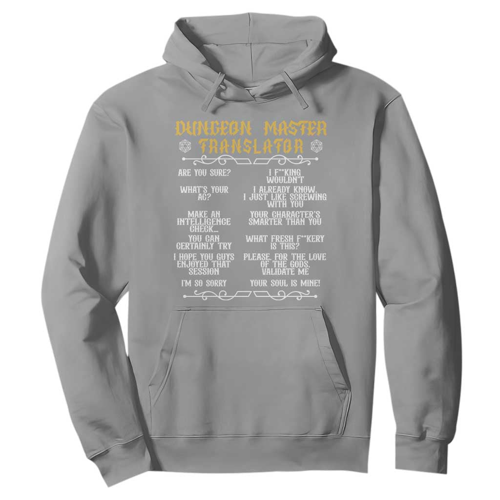 Dungeon Master Translator RPG Humor Hoodie Sarcastic Tabletop Roleplay Game Masters and Players TS02 Sport Gray Print Your Wear