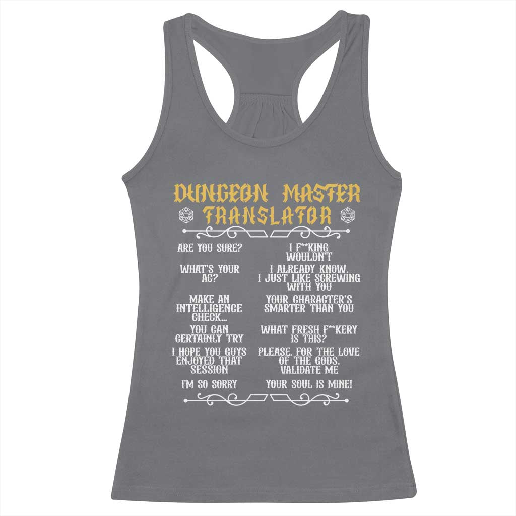 Dungeon Master Translator RPG Humor Racerback Tank Top Sarcastic Tabletop Roleplay Game Masters and Players TS02 Charcoal Print Your Wear