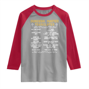 Dungeon Master Translator RPG Humor Raglan Shirt Sarcastic Tabletop Roleplay Game Masters and Players TS02 Sport Gray Red Print Your Wear