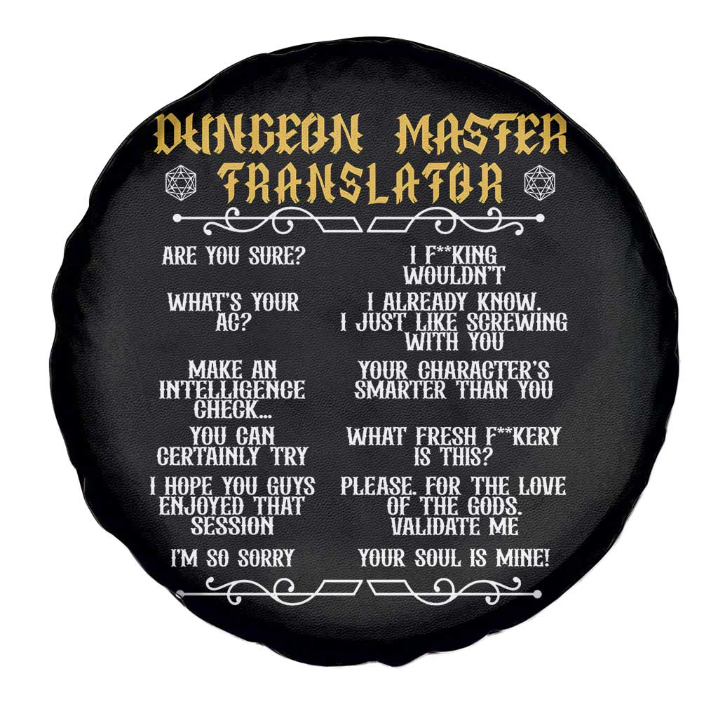 Dungeon Master Translator RPG Humor Spare Tire Cover Sarcastic Tabletop Roleplay Game Masters and Players TS02 Print Your Wear
