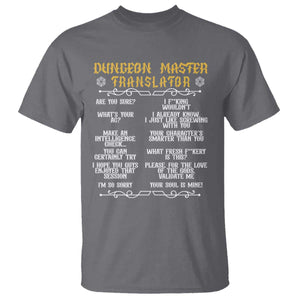 Dungeon Master Translator RPG Humor T Shirt Sarcastic Tabletop Roleplay Game Masters and Players TS02 Charcoal Print Your Wear