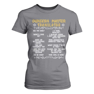Dungeon Master Translator RPG Humor T Shirt For Women Sarcastic Tabletop Roleplay Game Masters and Players TS02 Charcoal Print Your Wear