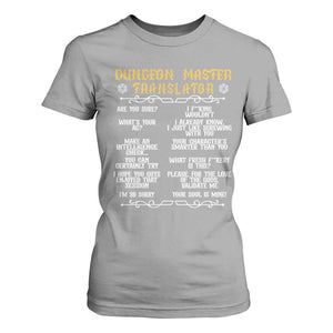 Dungeon Master Translator RPG Humor T Shirt For Women Sarcastic Tabletop Roleplay Game Masters and Players TS02 Sport Gray Print Your Wear