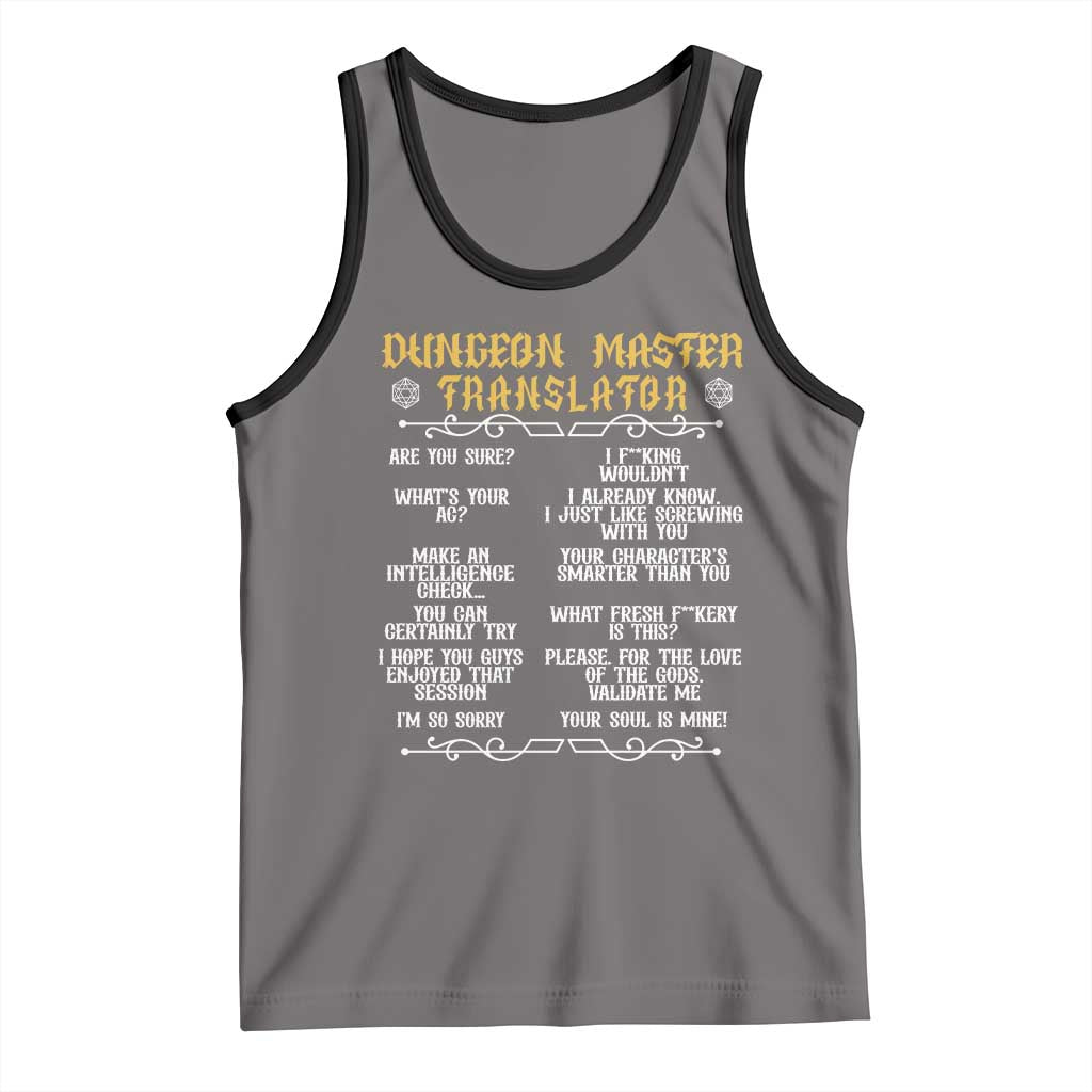 Dungeon Master Translator RPG Humor Tank Top Sarcastic Tabletop Roleplay Game Masters and Players TS02 Deep Heather Black Print Your Wear