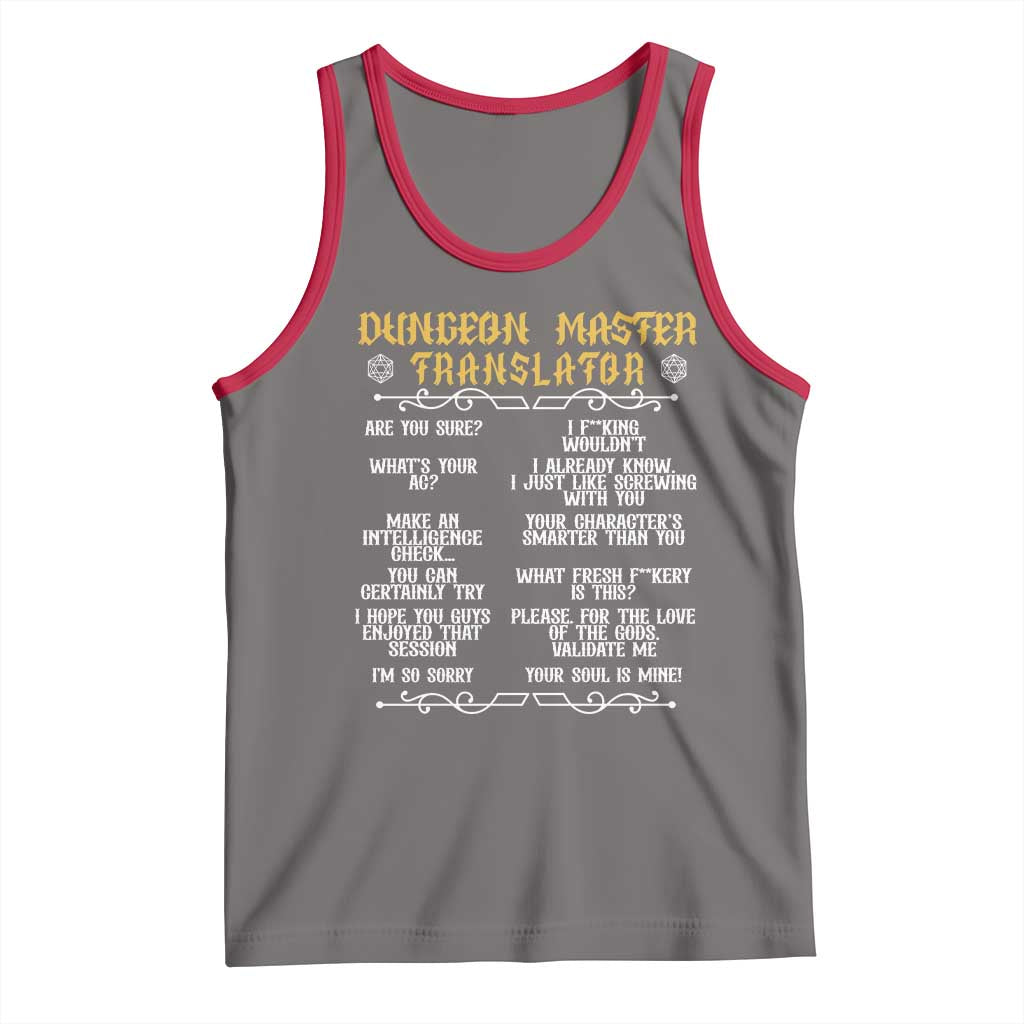 Dungeon Master Translator RPG Humor Tank Top Sarcastic Tabletop Roleplay Game Masters and Players TS02 Deep Heather Red Print Your Wear