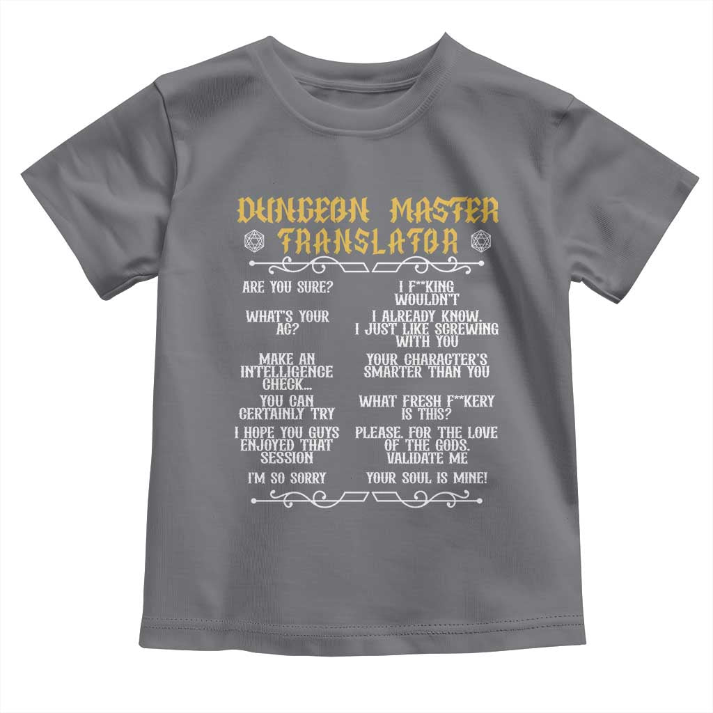 Dungeon Master Translator RPG Humor Toddler T Shirt Sarcastic Tabletop Roleplay Game Masters and Players TS02 Charcoal Print Your Wear