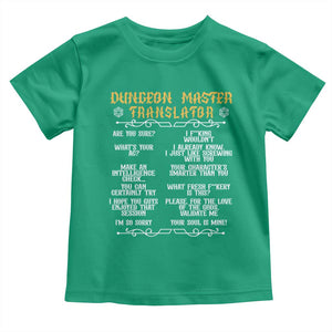 Dungeon Master Translator RPG Humor Toddler T Shirt Sarcastic Tabletop Roleplay Game Masters and Players TS02 Irish Green Print Your Wear
