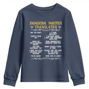 Dungeon Master Translator RPG Humor Youth Sweatshirt Sarcastic Tabletop Roleplay Game Masters and Players TS02 Navy Print Your Wear