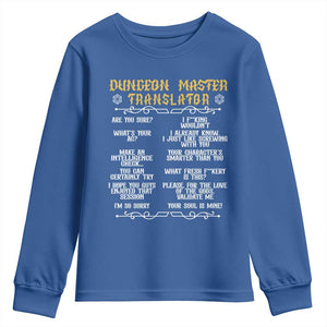 Dungeon Master Translator RPG Humor Youth Sweatshirt Sarcastic Tabletop Roleplay Game Masters and Players TS02 Royal Blue Print Your Wear