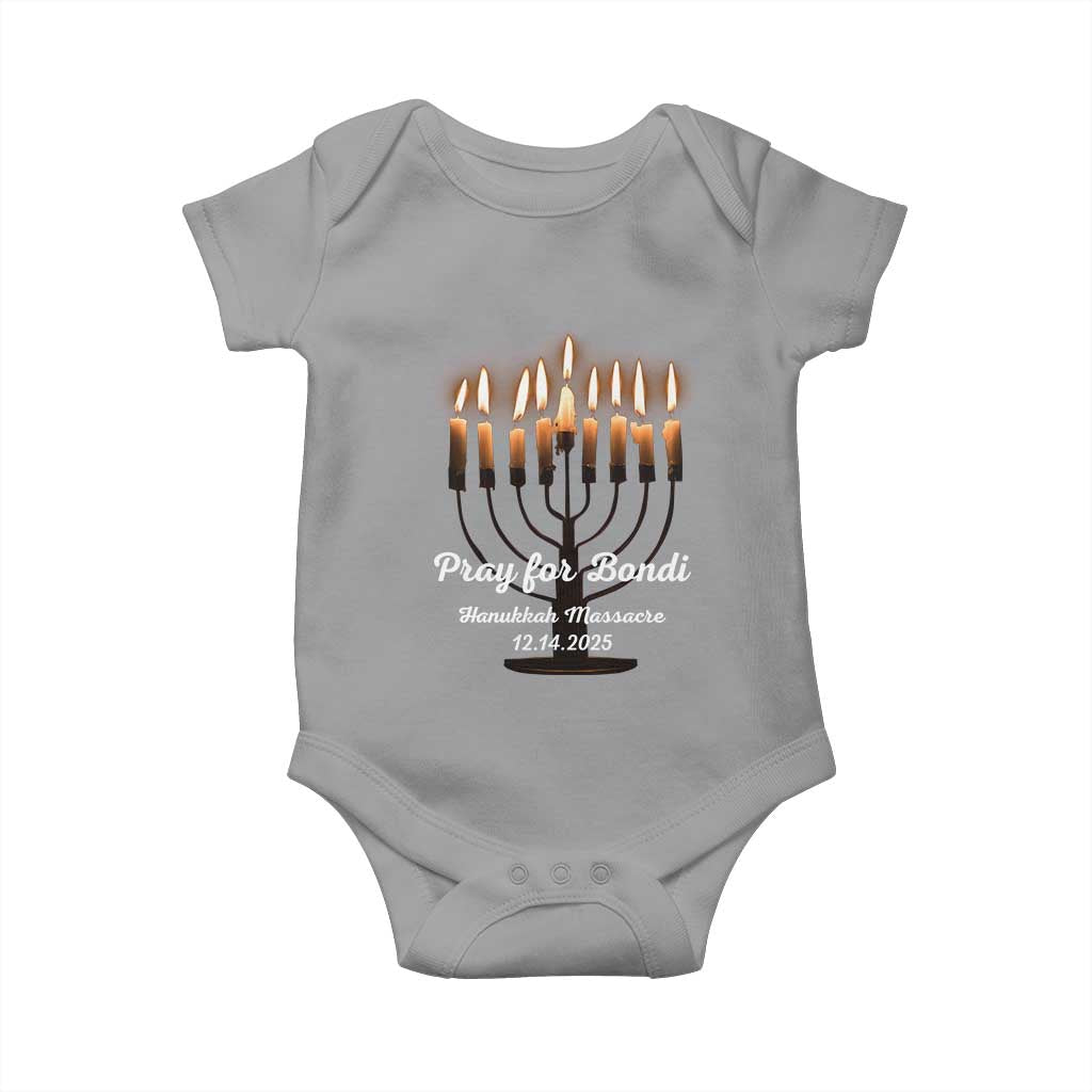 Pray for Bondi Australia Hanukkah Dec 14 2025 Baby Onesie Menorah Lights Jewish Faith Memorial TS02 Sport Gray Print Your Wear