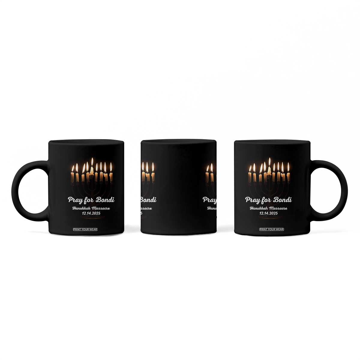 Pray for Bondi Australia Hanukkah Dec 14 2025 Coffee Mug Menorah Lights Jewish Faith Memorial TS02 Print Your Wear
