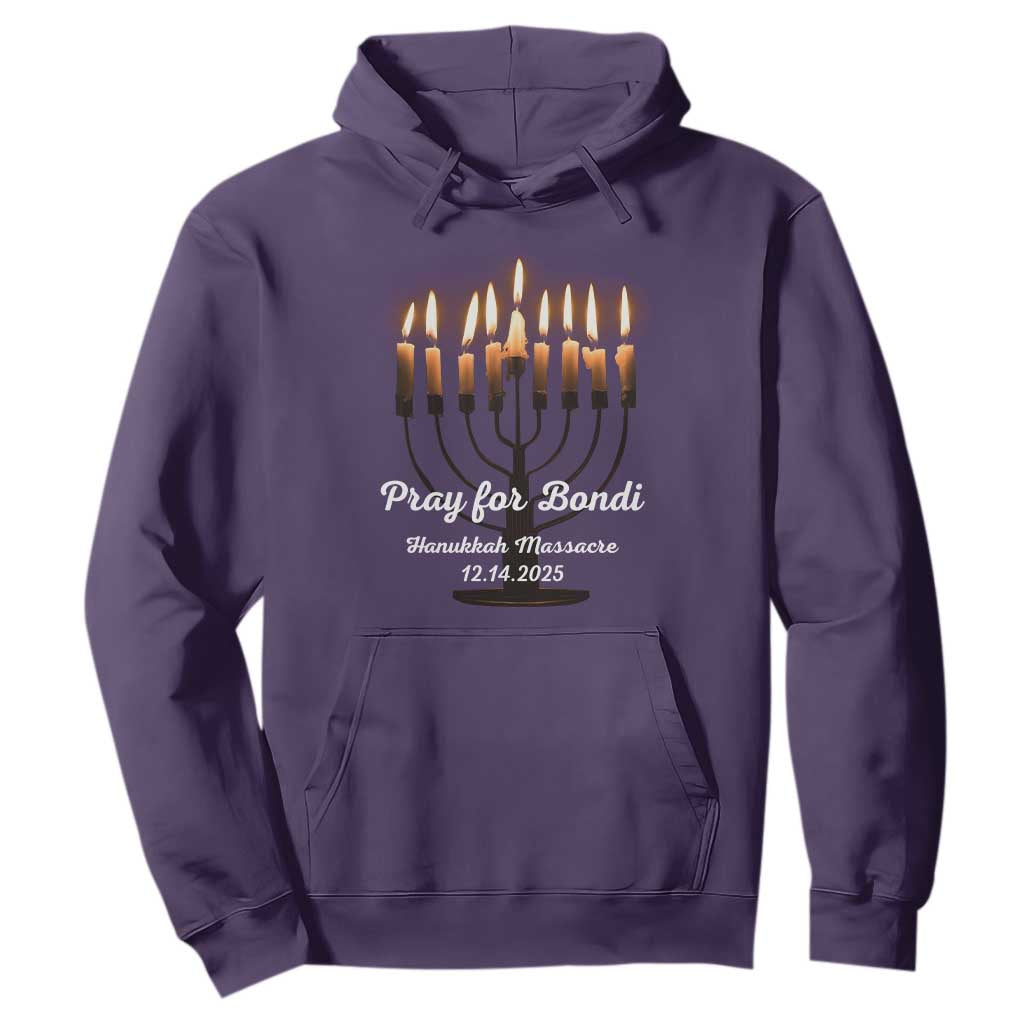 Pray for Bondi Australia Hanukkah Dec 14 2025 Hoodie Menorah Lights Jewish Faith Memorial TS02 Purple Print Your Wear