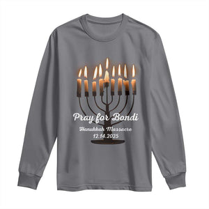 Pray for Bondi Australia Hanukkah Dec 14 2025 Long Sleeve Shirt Menorah Lights Jewish Faith Memorial TS02 Charcoal Print Your Wear