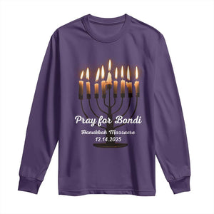 Pray for Bondi Australia Hanukkah Dec 14 2025 Long Sleeve Shirt Menorah Lights Jewish Faith Memorial TS02 Purple Print Your Wear