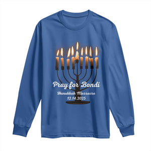 Pray for Bondi Australia Hanukkah Dec 14 2025 Long Sleeve Shirt Menorah Lights Jewish Faith Memorial TS02 Royal Blue Print Your Wear