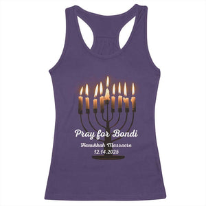 Pray for Bondi Australia Hanukkah Dec 14 2025 Racerback Tank Top Menorah Lights Jewish Faith Memorial TS02 Purple Print Your Wear