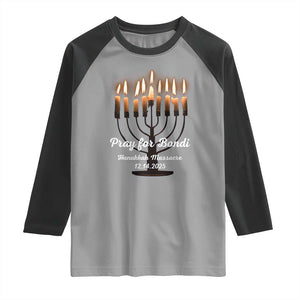 Pray for Bondi Australia Hanukkah Dec 14 2025 Raglan Shirt Menorah Lights Jewish Faith Memorial TS02 Sport Gray Black Print Your Wear