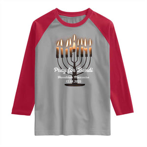 Pray for Bondi Australia Hanukkah Dec 14 2025 Raglan Shirt Menorah Lights Jewish Faith Memorial TS02 Sport Gray Red Print Your Wear