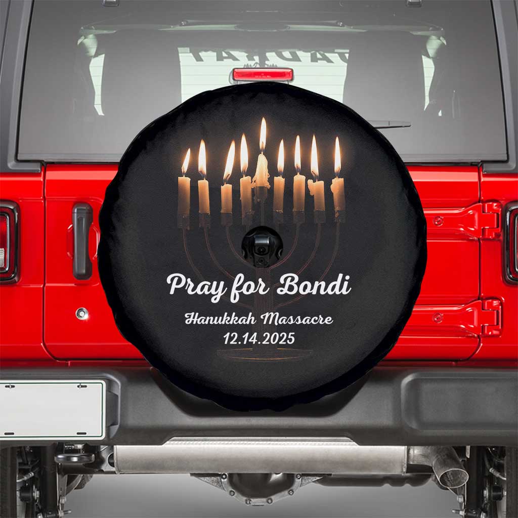 Pray for Bondi Australia Hanukkah Dec 14 2025 Spare Tire Cover Menorah Lights Jewish Faith Memorial TS02 Black Print Your Wear