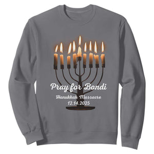 Pray for Bondi Australia Hanukkah Dec 14 2025 Sweatshirt Menorah Lights Jewish Faith Memorial TS02 Charcoal Print Your Wear