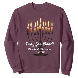 Pray for Bondi Australia Hanukkah Dec 14 2025 Sweatshirt Menorah Lights Jewish Faith Memorial TS02 Maroon Print Your Wear