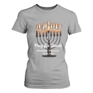 Pray for Bondi Australia Hanukkah Dec 14 2025 T Shirt For Women Menorah Lights Jewish Faith Memorial TS02 Sport Gray Print Your Wear
