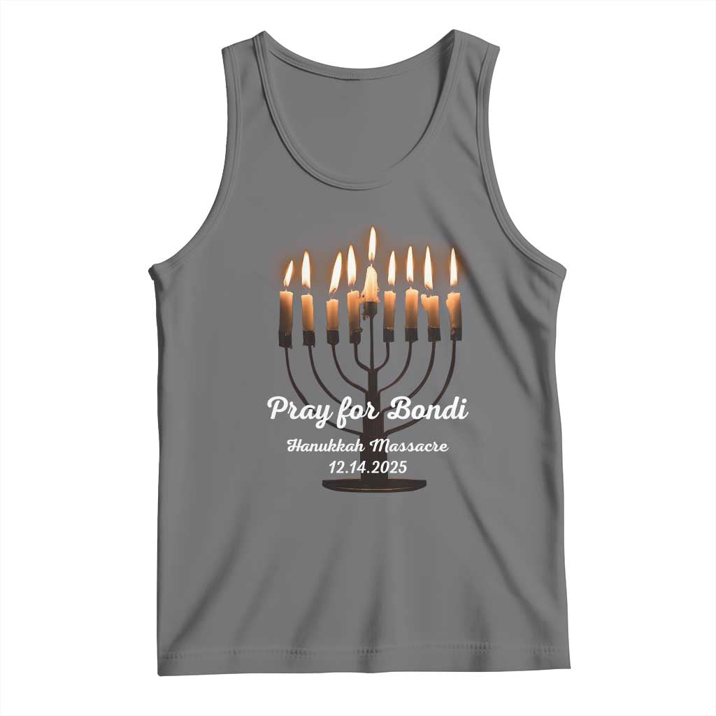 Pray for Bondi Australia Hanukkah Dec 14 2025 Tank Top Menorah Lights Jewish Faith Memorial TS02 Black Heather Print Your Wear