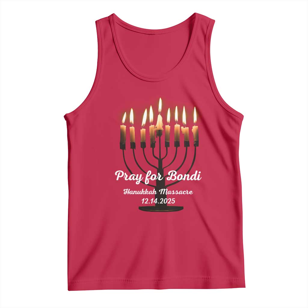 Pray for Bondi Australia Hanukkah Dec 14 2025 Tank Top Menorah Lights Jewish Faith Memorial TS02 Red Print Your Wear