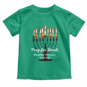 Pray for Bondi Australia Hanukkah Dec 14 2025 Toddler T Shirt Menorah Lights Jewish Faith Memorial TS02 Irish Green Print Your Wear