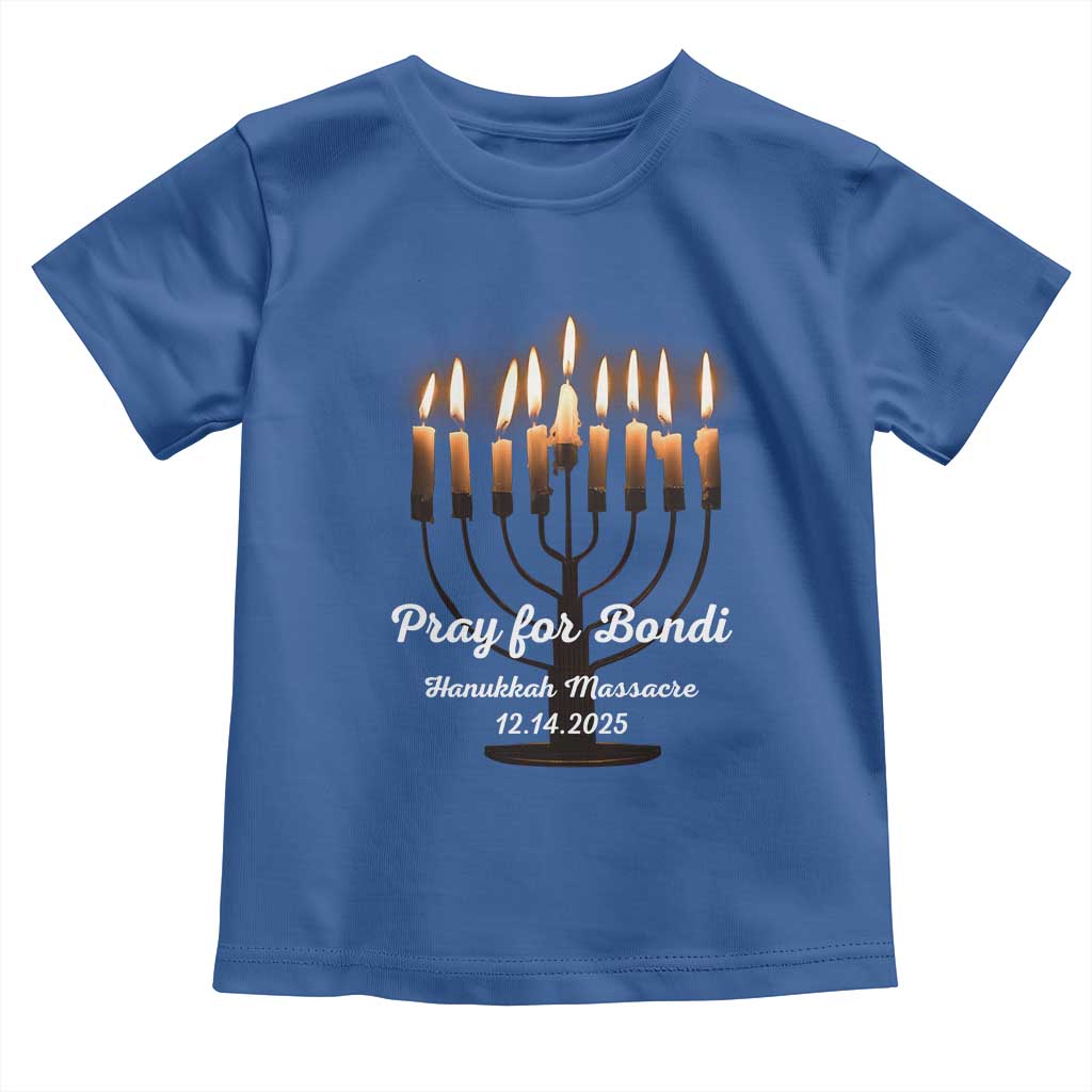 Pray for Bondi Australia Hanukkah Dec 14 2025 Toddler T Shirt Menorah Lights Jewish Faith Memorial TS02 Royal Blue Print Your Wear