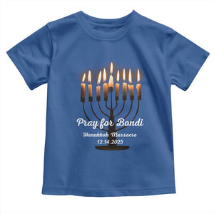 Pray for Bondi Australia Hanukkah Dec 14 2025 Toddler T Shirt Menorah Lights Jewish Faith Memorial TS02 Royal Blue Print Your Wear