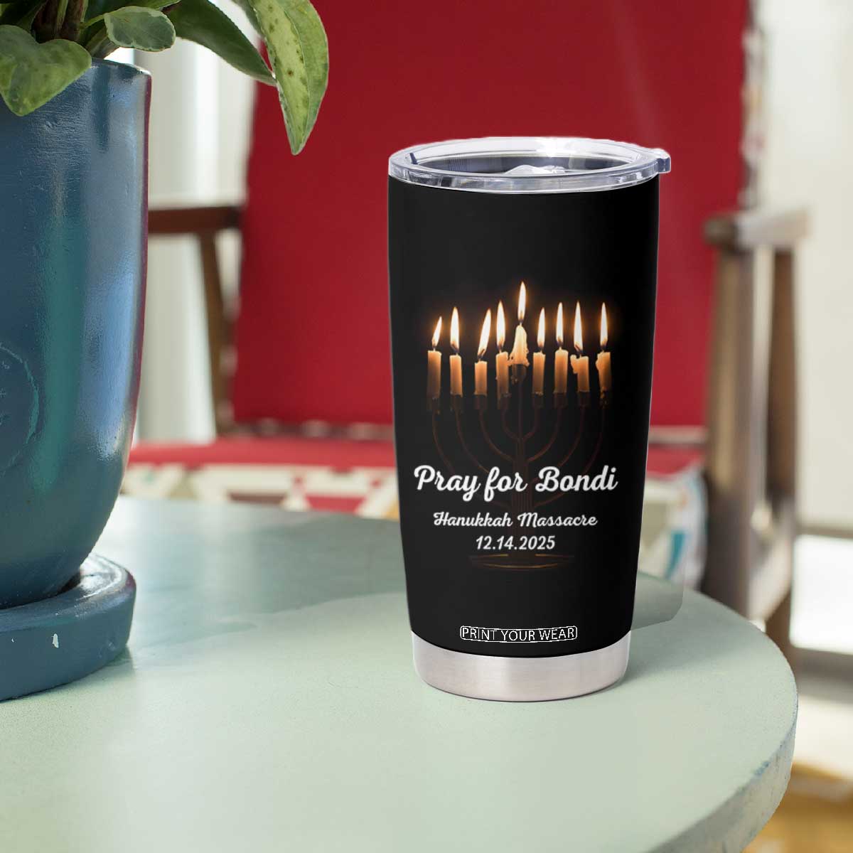 Pray for Bondi Australia Hanukkah Dec 14 2025 Tumbler Cup Menorah Lights Jewish Faith Memorial TS02 Print Your Wear