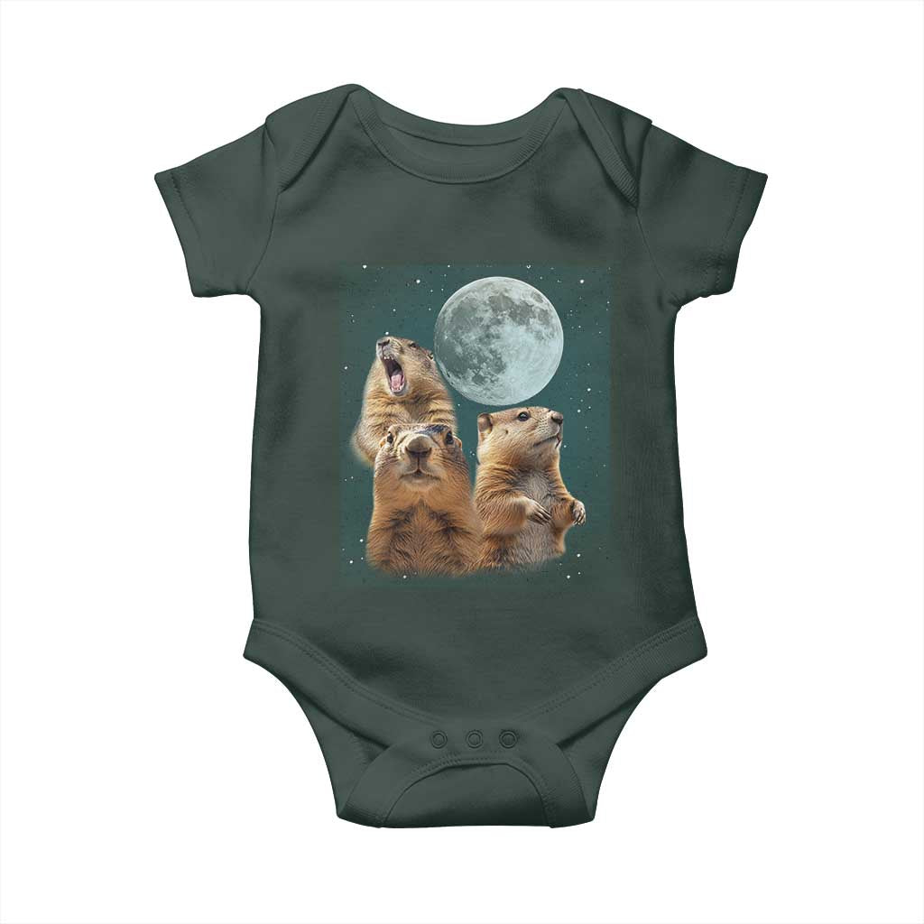 Funny Three Groundhog Meme Baby Onesie Woodchucks Under The Moon TS02 Print Your Wear