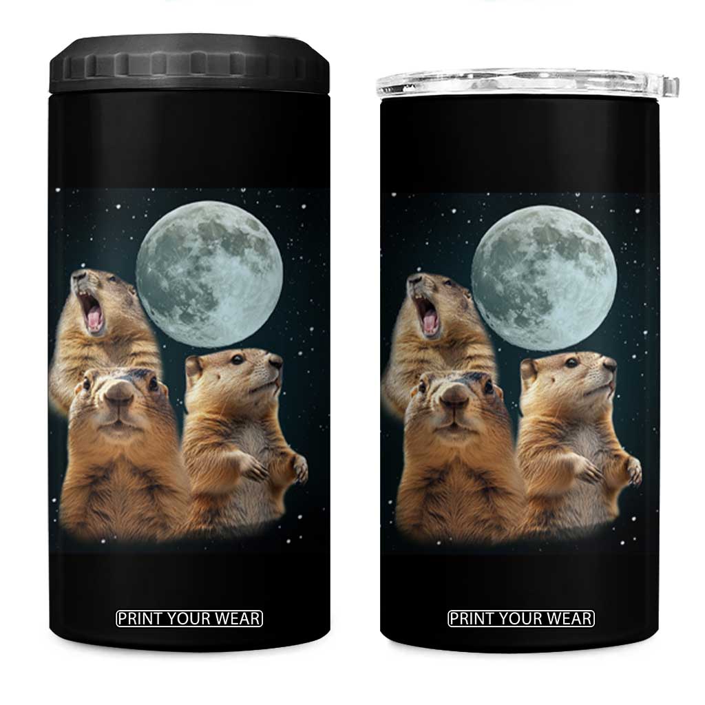 Funny Groundhog Meme 4 in 1 Can Cooler Tumbler Woodchucks Under The Moon TS02 One Size: 16 oz Black Print Your Wear