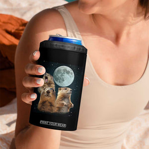 Funny Groundhog Meme 4 in 1 Can Cooler Tumbler Woodchucks Under The Moon TS02 Print Your Wear