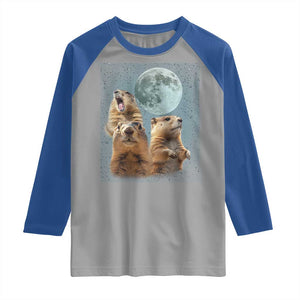Funny Groundhog Meme Raglan Shirt Woodchucks Under The Moon TS02 Sport Gray Royal Print Your Wear