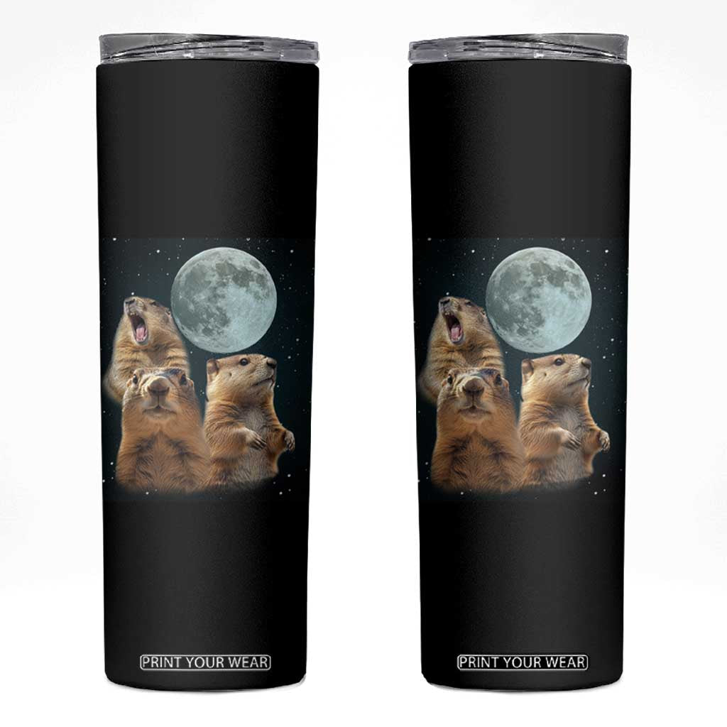 Funny Groundhog Meme Skinny Tumbler Woodchucks Under The Moon TS02 Black Print Your Wear