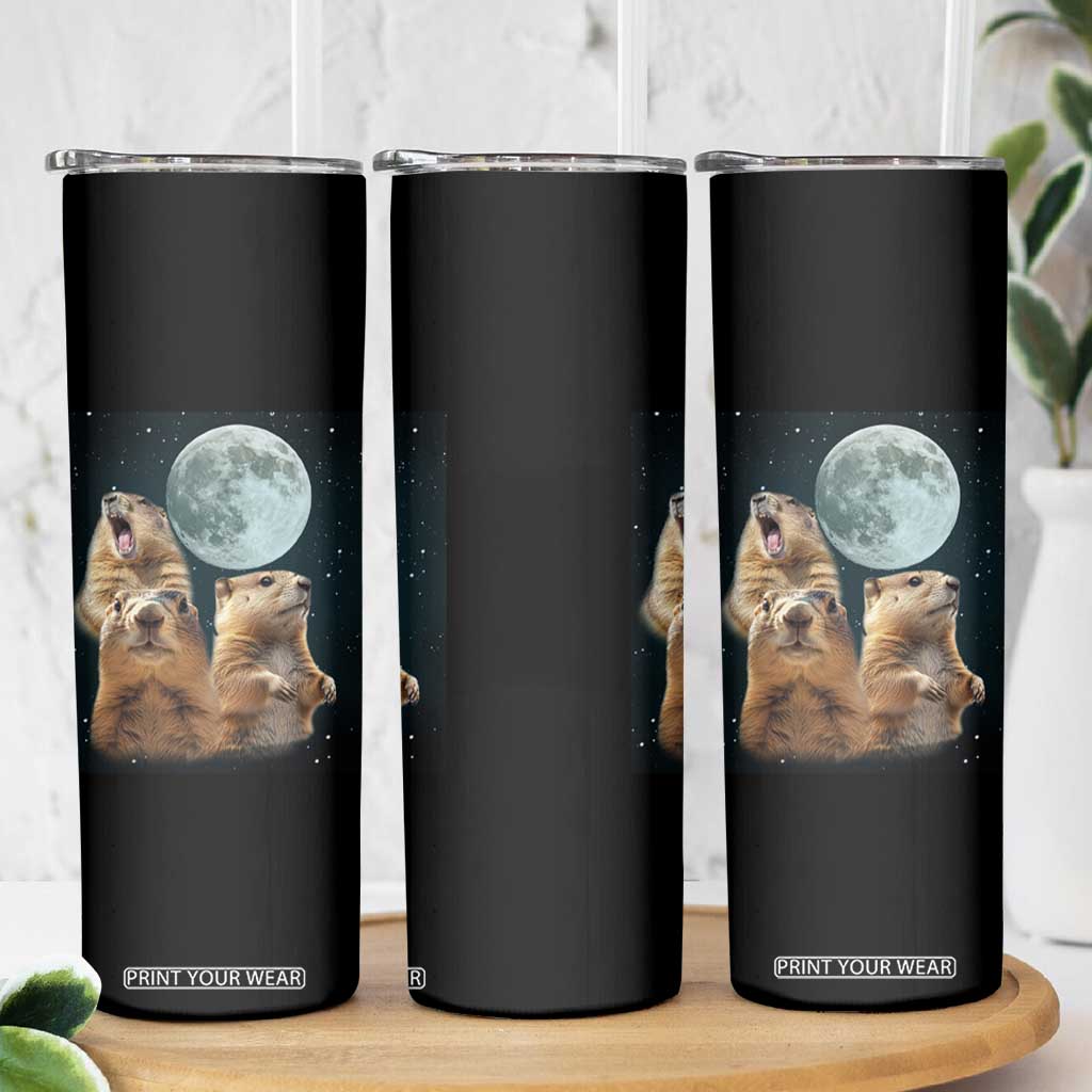 Funny Groundhog Meme Skinny Tumbler Woodchucks Under The Moon TS02 Print Your Wear