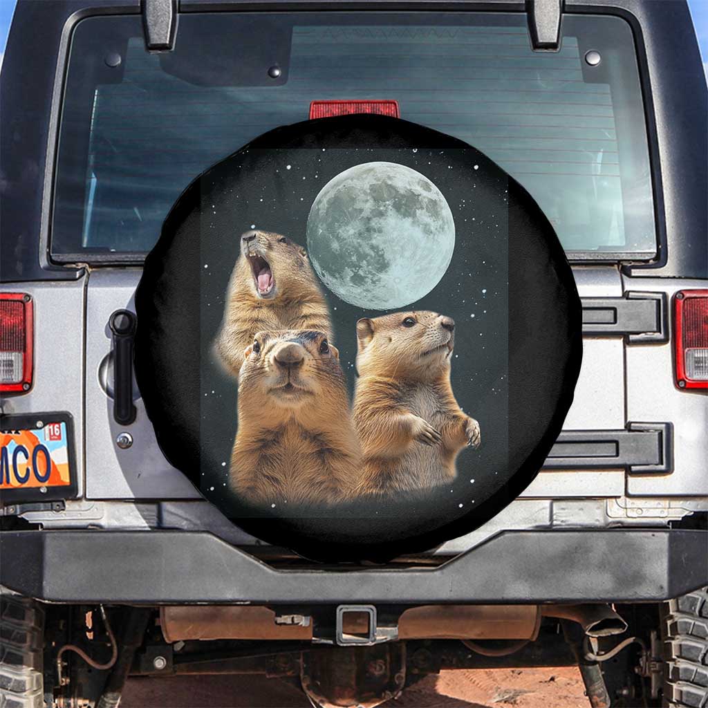 Funny Groundhog Meme Spare Tire Cover Woodchucks Under The Moon TS02 No hole Black Print Your Wear