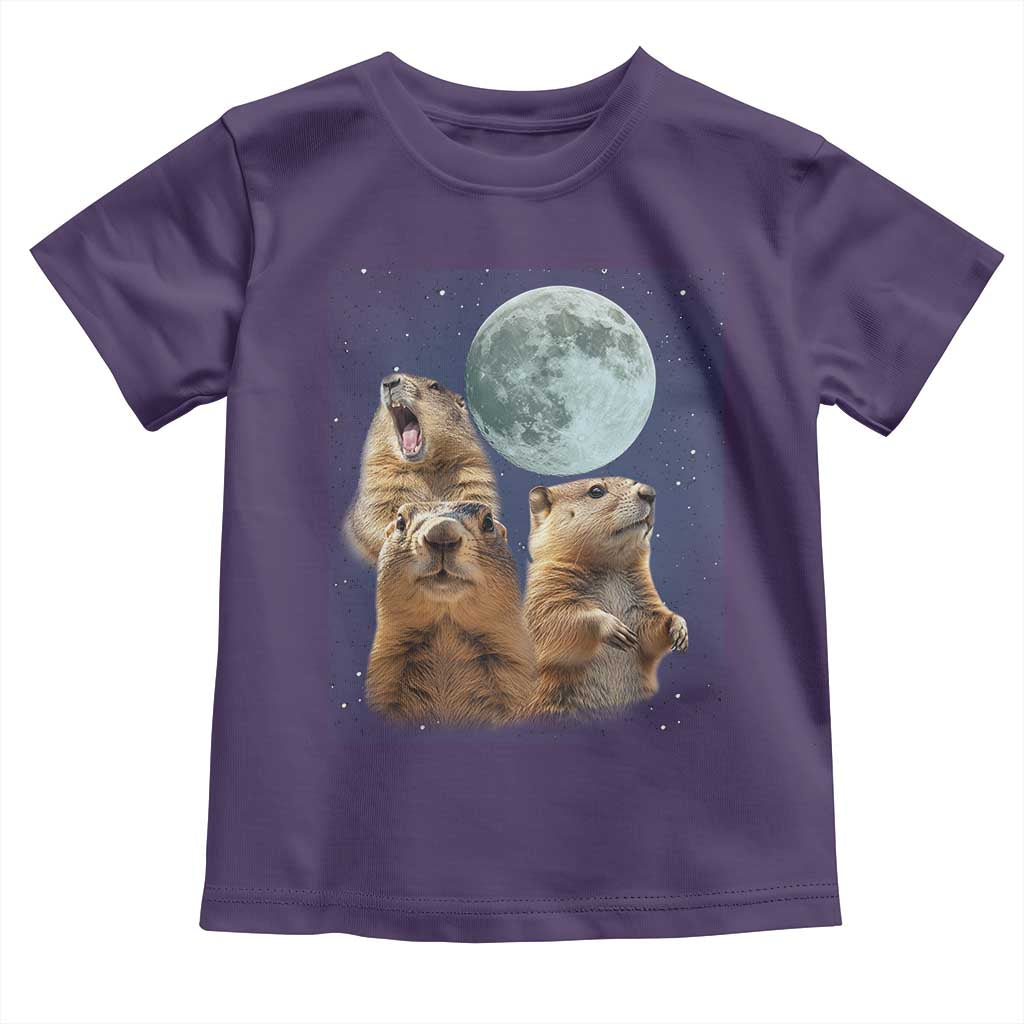 Funny Three Groundhog Meme Toddler T Shirt Woodchucks Under The Moon TS02 Purple Print Your Wear