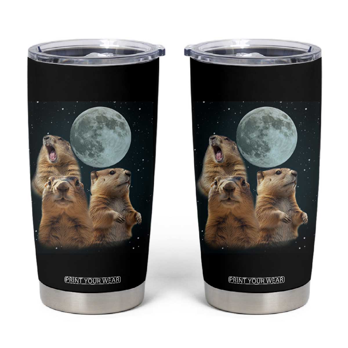 Funny Groundhog Meme Tumbler Cup Woodchucks Under The Moon TS02 Black Print Your Wear