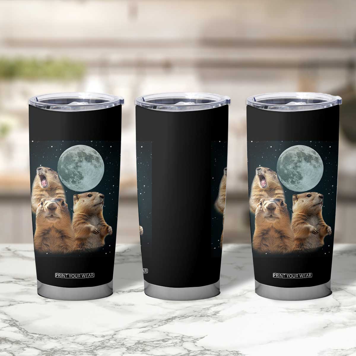 Funny Groundhog Meme Tumbler Cup Woodchucks Under The Moon TS02 Print Your Wear