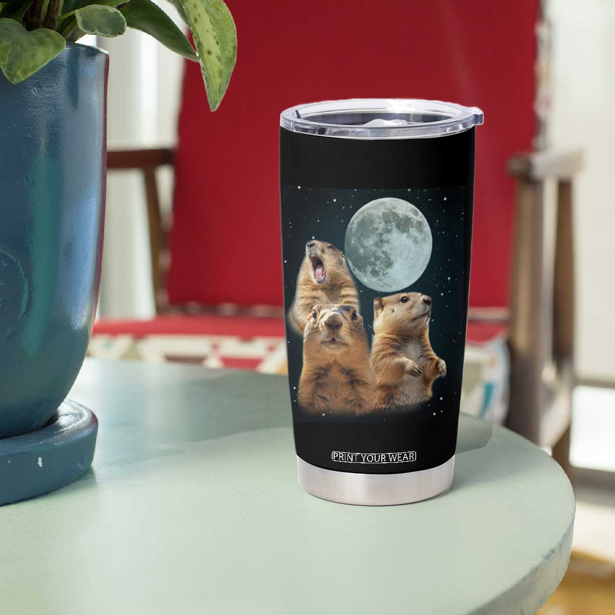 Funny Groundhog Meme Tumbler Cup Woodchucks Under The Moon TS02 Print Your Wear