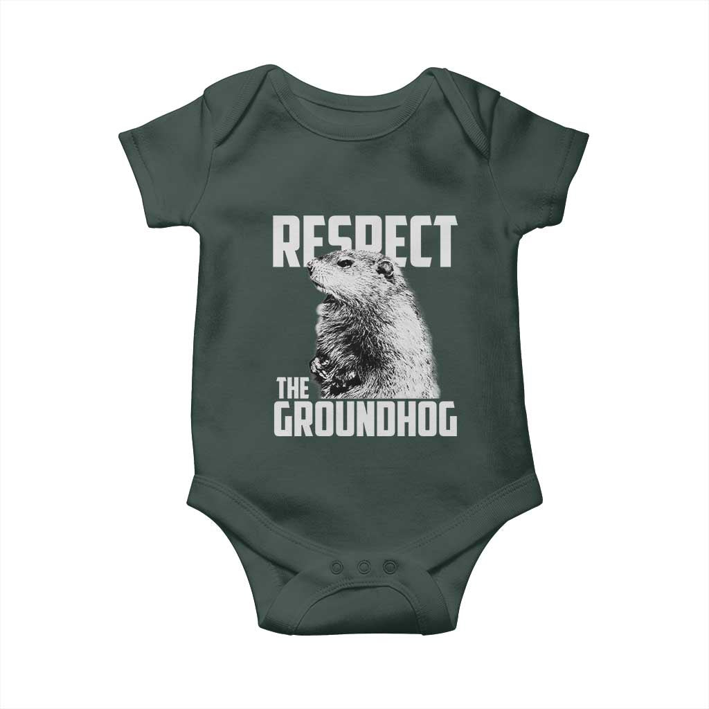 Respect The Groundhog Baby Onesie Funny Woodchuck Shadow Meteorlogy TS02 Print Your Wear