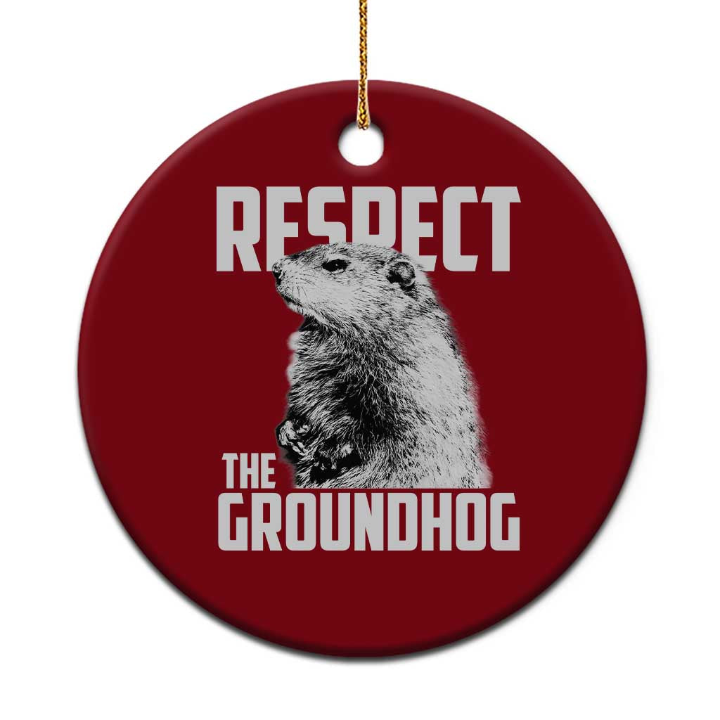 Respect The Groundhog Ceramic Ornament Funny Woodchuck Shadow Meteorlogy TS02 1pc Red Print Your Wear