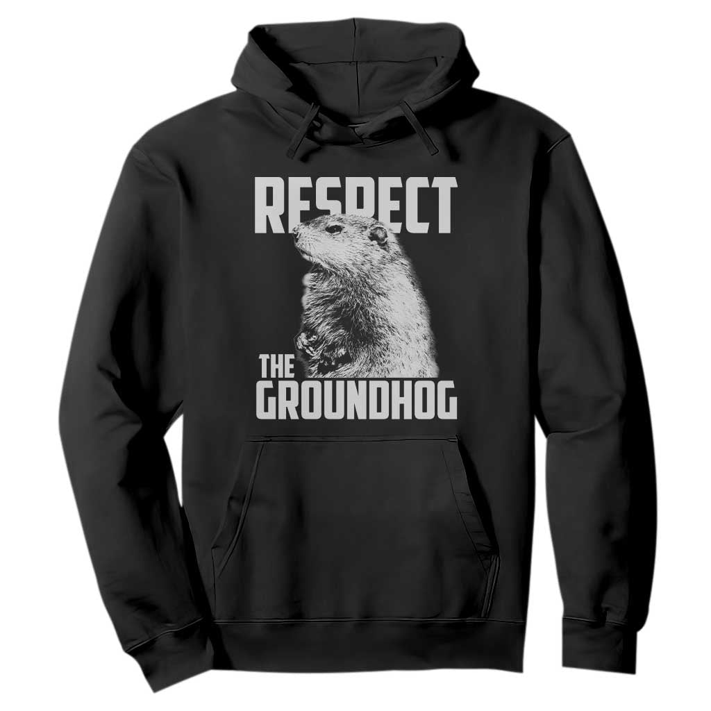 Respect The Groundhog Hoodie Funny Woodchuck Shadow Meteorlogy TS02 Black Print Your Wear