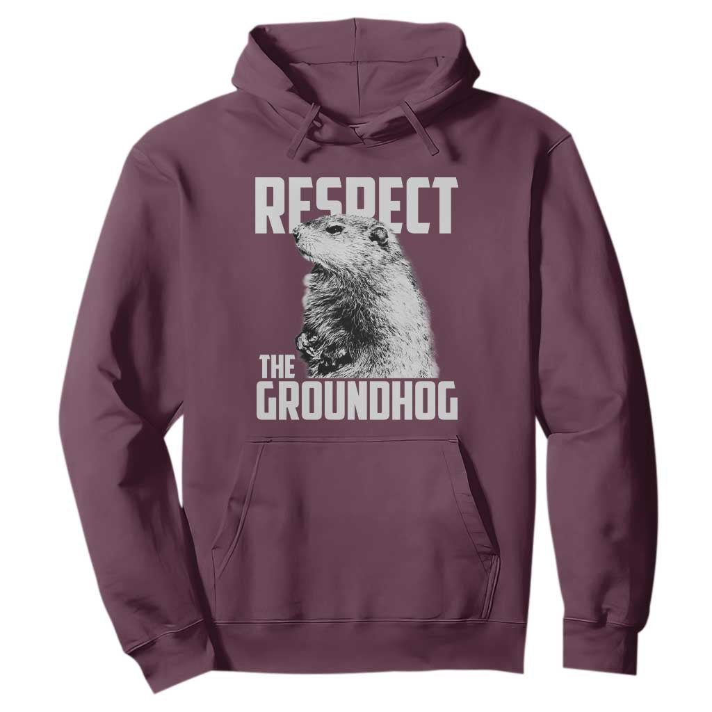 Respect The Groundhog Hoodie Funny Woodchuck Shadow Meteorlogy TS02 Maroon Print Your Wear