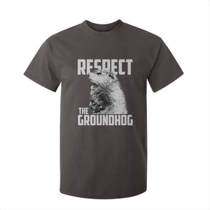 Respect The Groundhog T Shirt For Kid Funny Woodchuck Shadow Meteorlogy TS02 Dark Chocolate Print Your Wear